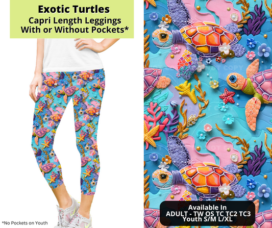 Preorder! Closes 3/24. ETA June. Exotic Turtles Capri Leggings w/wo Pockets