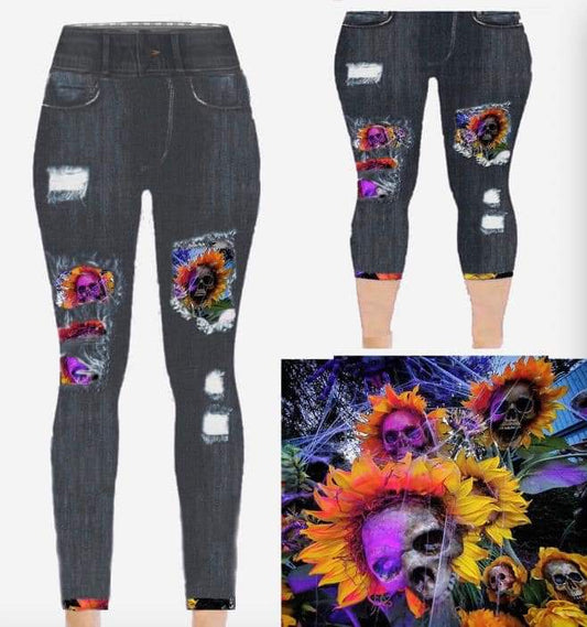 Skull flower leggings and capris