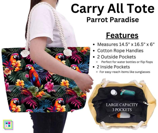 Parrot Paradise Carry All Tote w/ Zipper