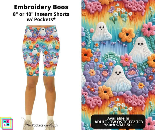 Embroidery Boos Shorts w/ Pockets