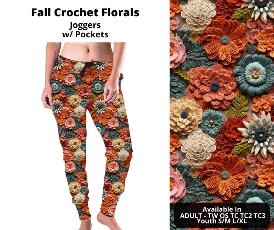 Fall Crochet Florals Joggers