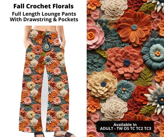 Fall Crochet Florals Full Length Lounge Pants