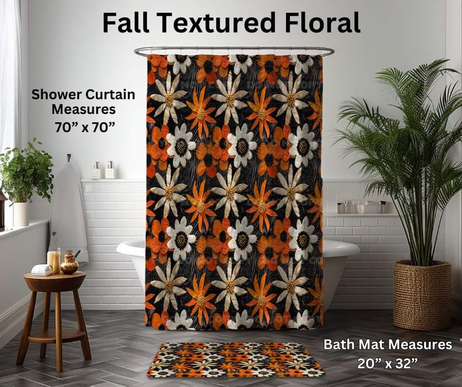 Fall Textured Floral Custom Bath Mat