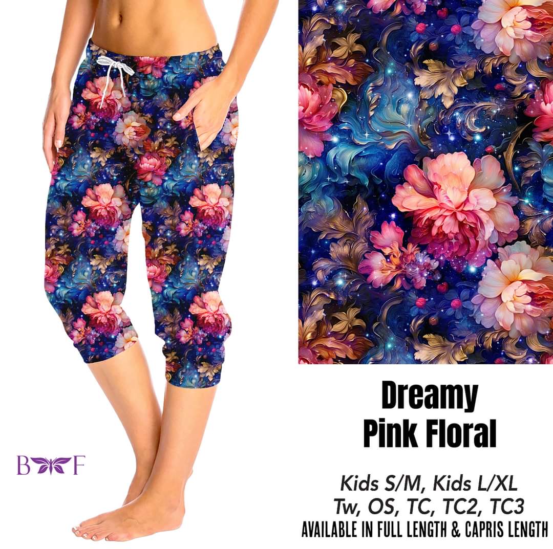 Dreamy Pink Floral leggings with pockets