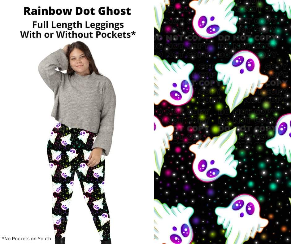 Rainbow Dot Ghost Full Length Leggings w/ Pockets