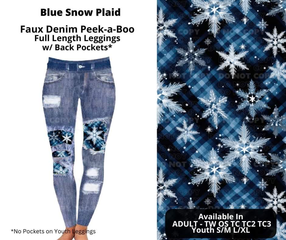 Preorder! Closes 10/16. ETA Dec. Blue Snow Plaid Faux Denim Peekaboo Full Length