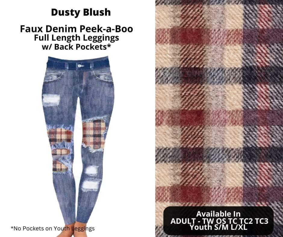 Preorder! Closes 10/16. ETA Dec. Dusty Blush Faux Denim Peekaboo Full Length