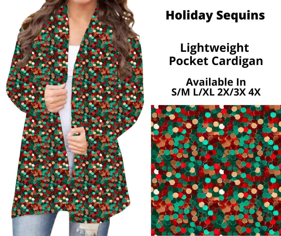 Preorder! Closes 10/16. ETA Dec. Holiday Sequins Pocket Cardigan