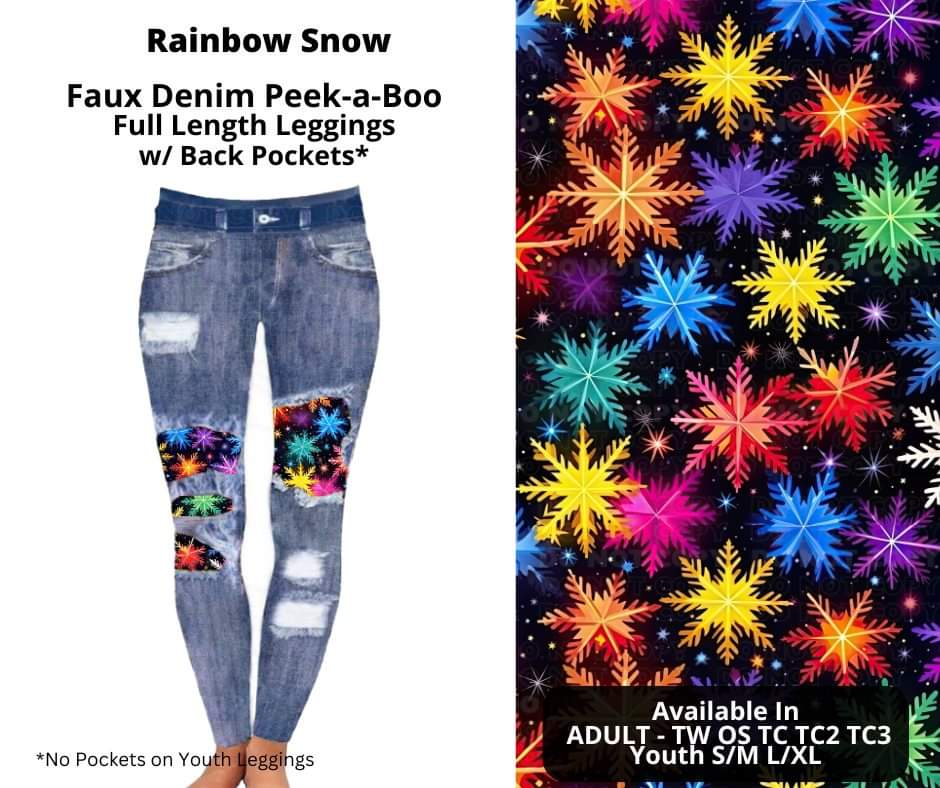 Preorder! Closes 10/16. ETA Dec. Rainbow Snow Faux Denim Peekaboo Full Length