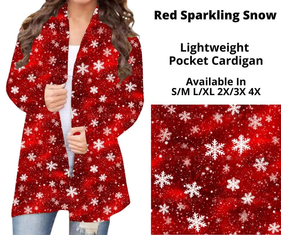 Preorder! Closes 10/16. ETA Dec. Red Sparkling Snow Pocket Cardigan