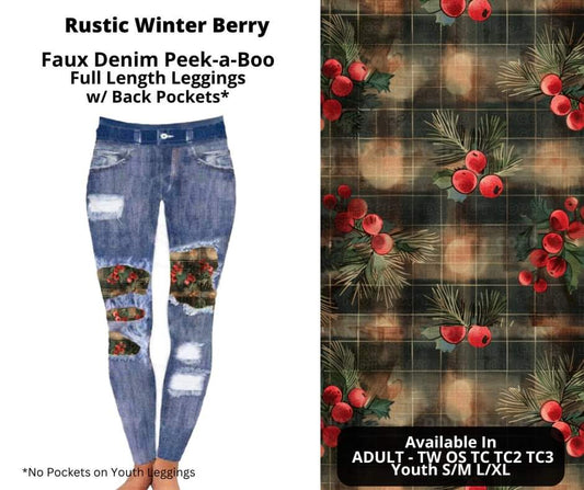 Preorder! Closes 10/16. ETA Dec. Rustic Winter Berry Faux Denim Peekaboo Full Length