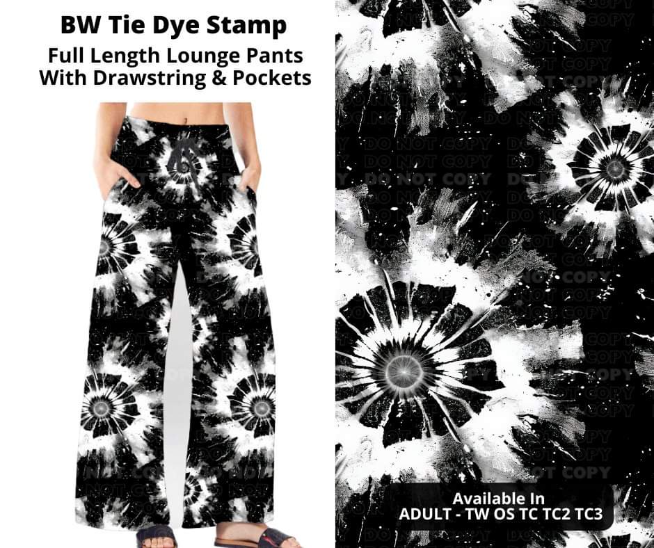 Preorder! Closes 10/17. ETA Dec. BW Tie Dye Stamp Full Length Lounge Pants