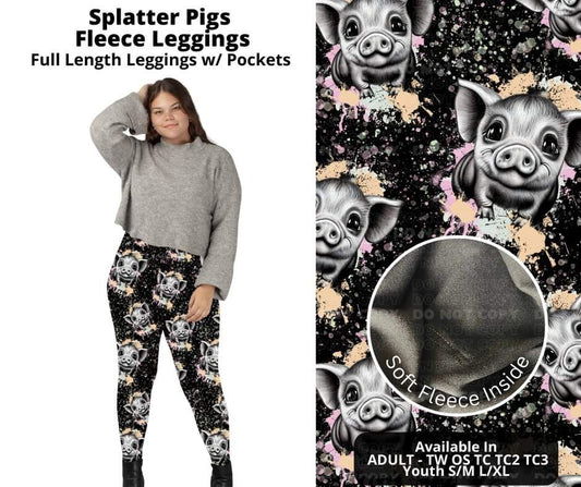 Preorder! Closes 10/17. ETA Dec. Splatter Pigs Fleece Leggings