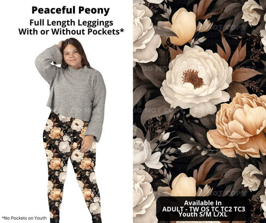 Preorder! Closes 10/23. ETA Dec. Peaceful Peony Full Length Leggings w/wo Pockets