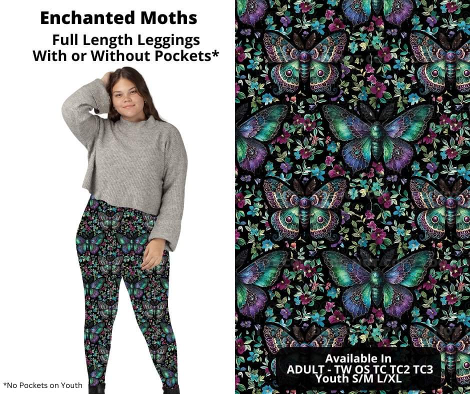 Preorder! Closes 10/24. ETA Dec. Enchanted Moths Full Length Leggings w/wo Pockets