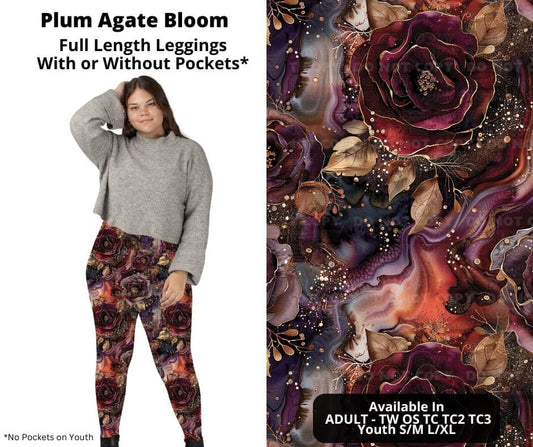 Preorder! Closes 10/24. ETA Dec. Plum Agate Bloom Full Length Leggings w/wo Pockets