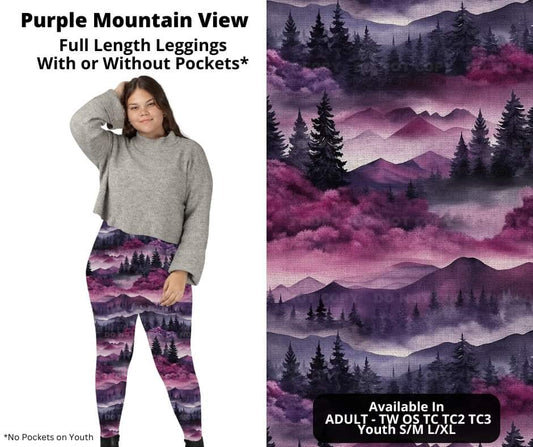 Preorder! Closes 10/24. ETA Dec. Purple Mountain View Full Length Leggings w/wo Pockets