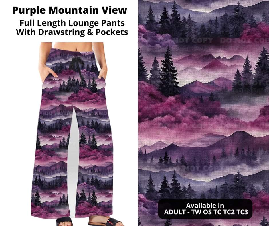 Preorder! Closes 10/24. ETA Dec. Purple Mountain View Full Length Lounge Pants