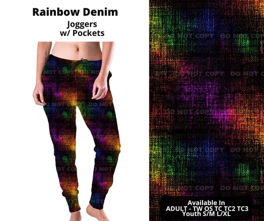 Preorder! Closes 10/24. ETA Dec. Rainbow Denim Joggers