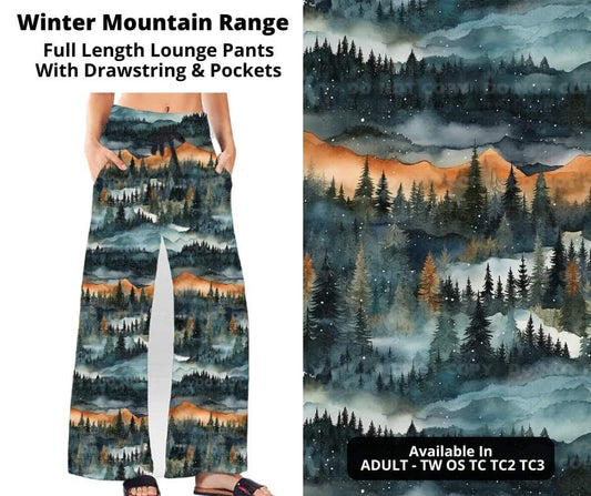 Preorder! Closes 10/24. ETA Dec. Winter Mountain Range Full Length Lounge Pants