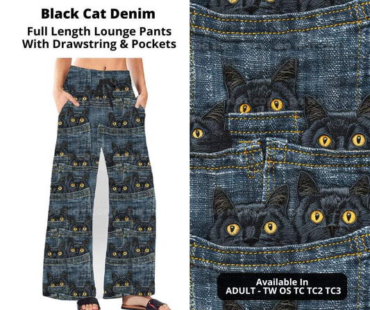 Preorder! Closes 11/6. ETA Jan. Black Cat Denim Full Length Lounge Pants