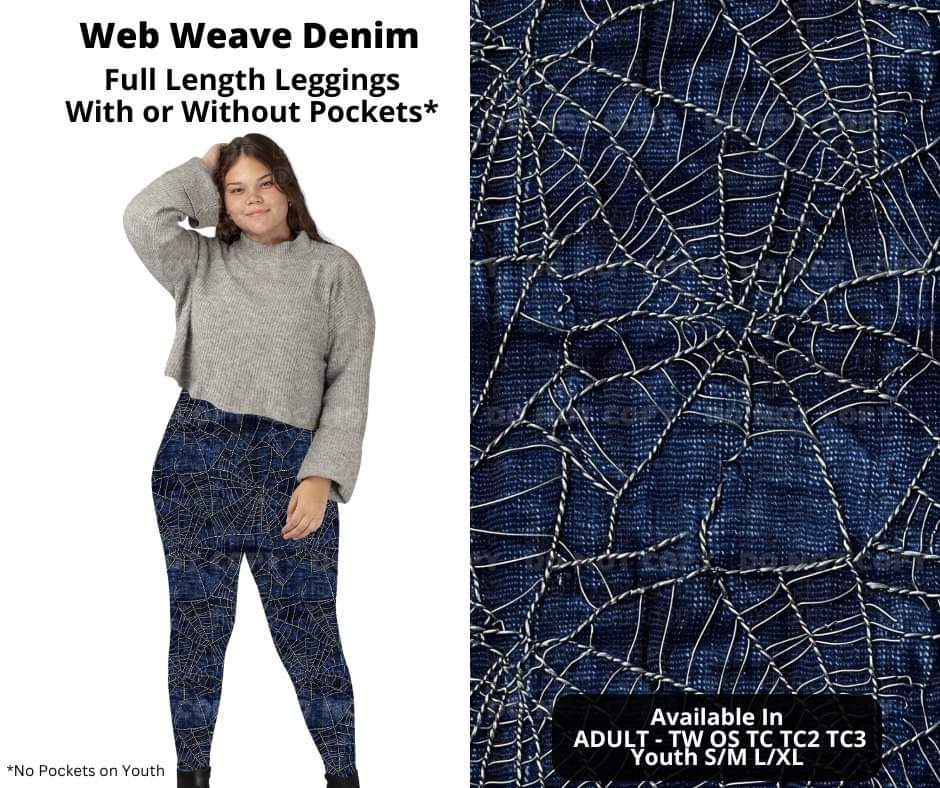 Preorder! Closes 11/6. ETA Jan. Web Weave Denim Full Length Leggings w/wo Pockets