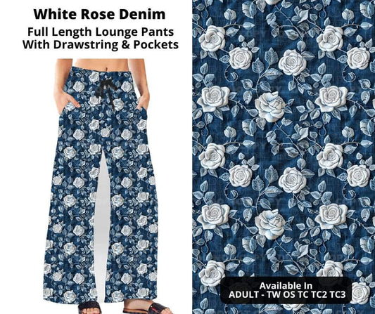 Preorder! Closes 11/6. ETA Jan. White Rose Denim Full Length Lounge Pants