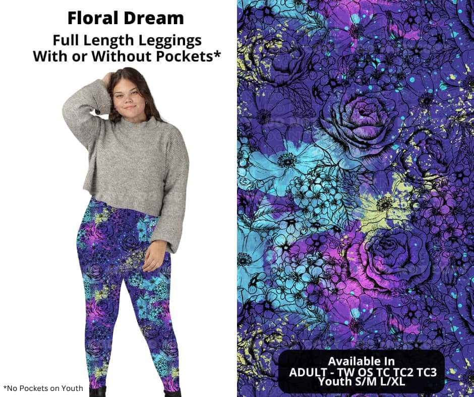 Floral Dream Full Length Leggings w/ Pockets