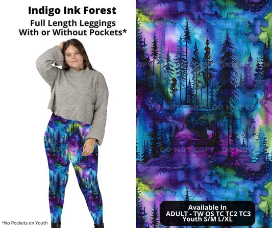 Indigo Ink Forest Full Length Leggings w/ Pockets