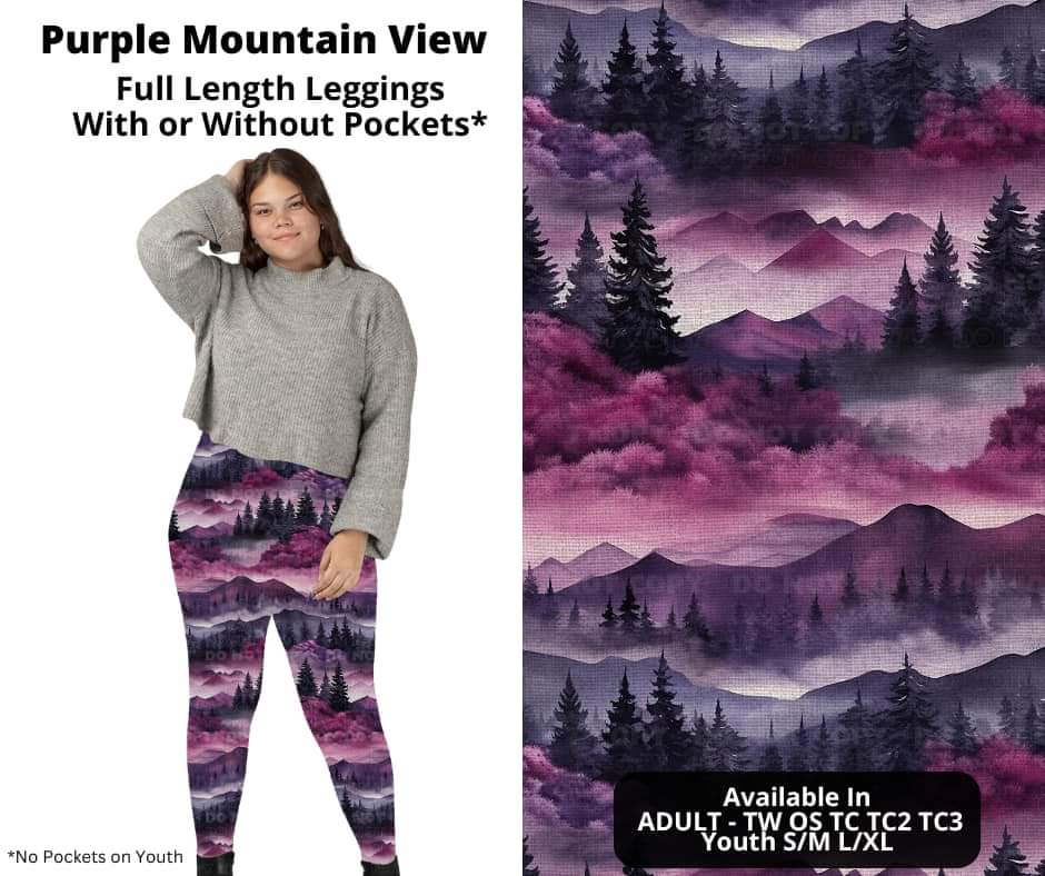 Purple Mountain View Full Length Leggings w/ Pockets