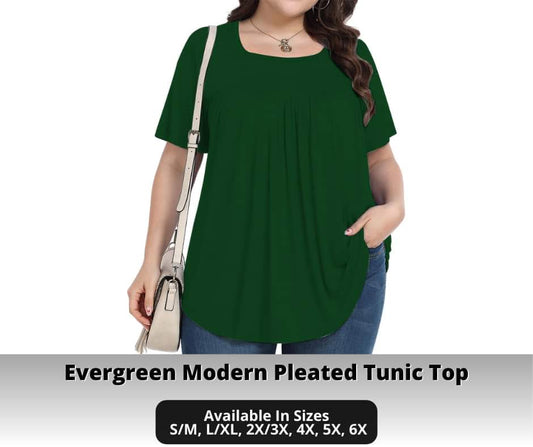 Evergreen Pleated Tunic Top