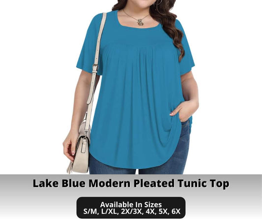 Lake Blue Pleated Tunic Top