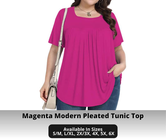 Magenta Pleated Tunic Top