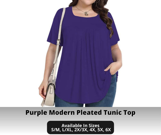 Purple Pleated Tunic Top