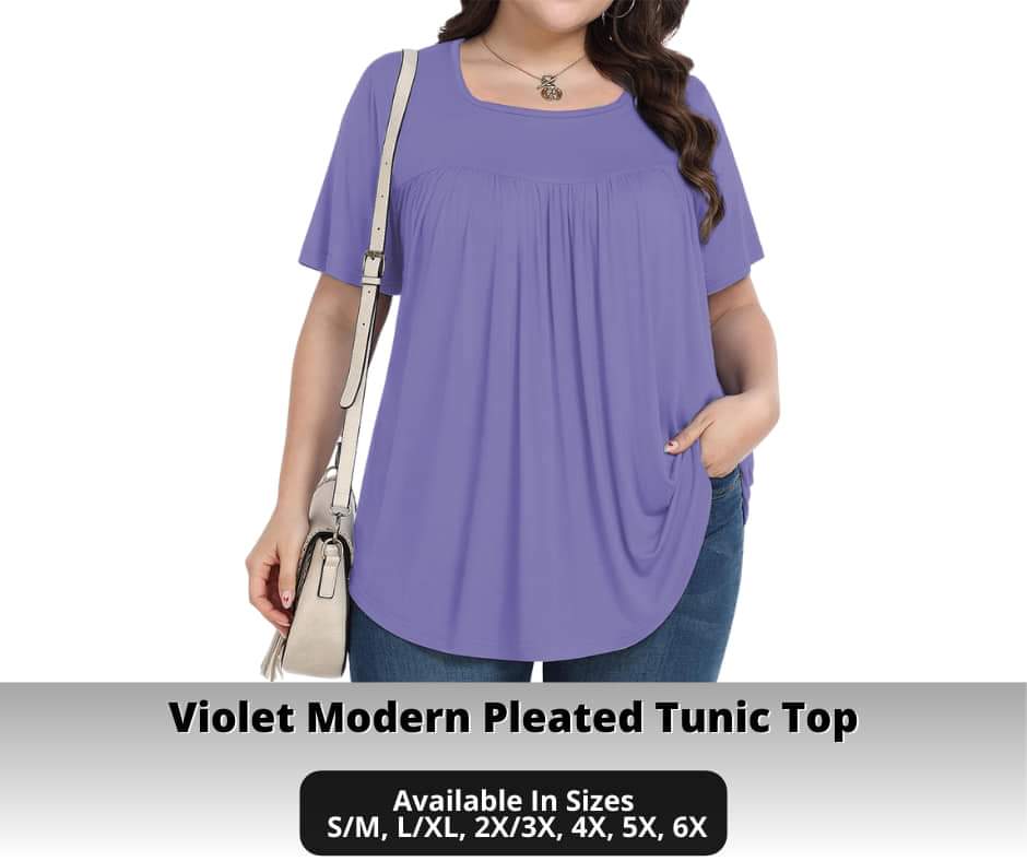 Violet Pleated Tunic Top