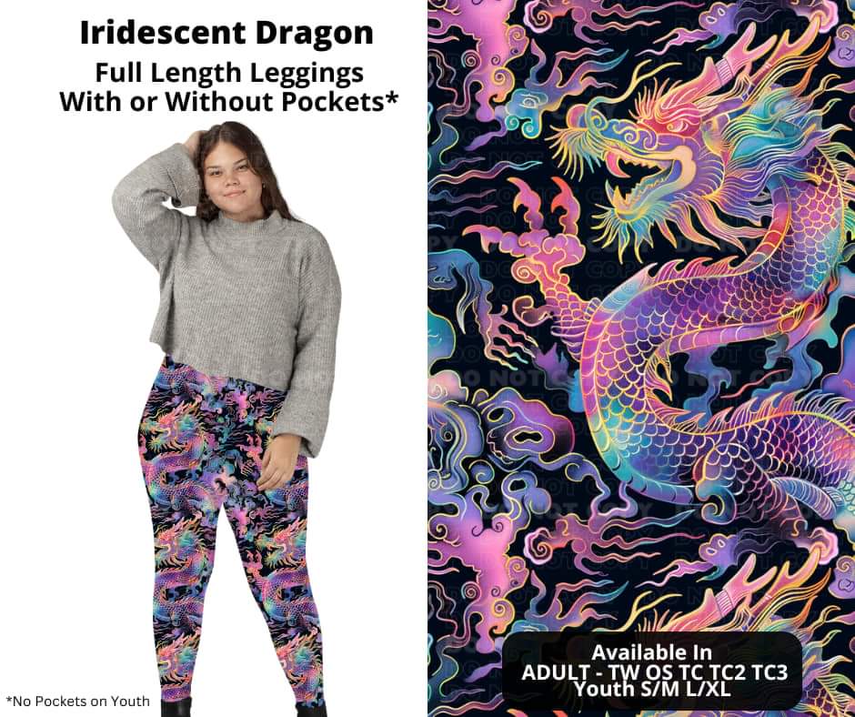 Iridescent Dragon Full Length Leggings w/ Pockets