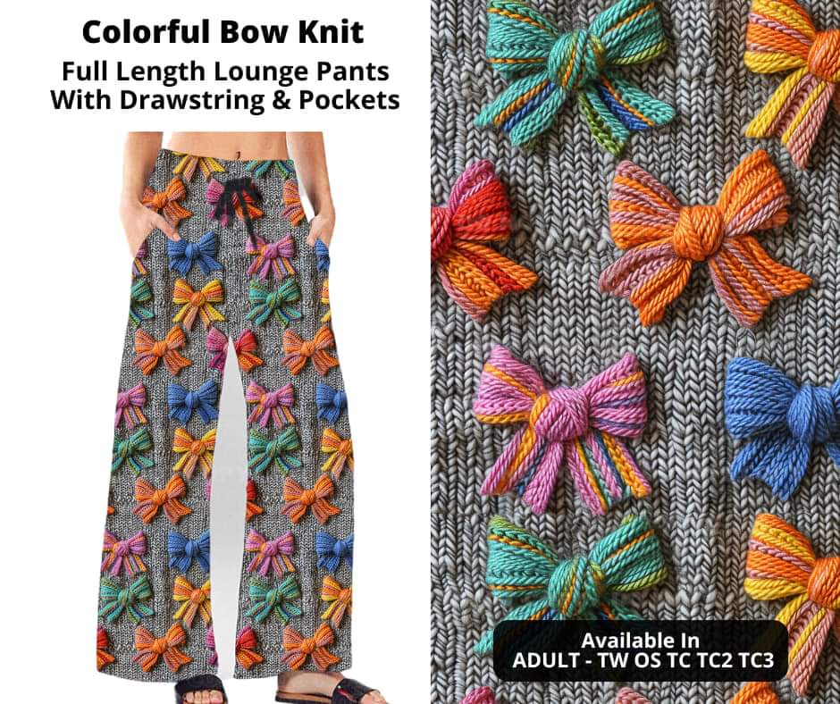 Colorful Bow Knit Full Length Lounge Pants