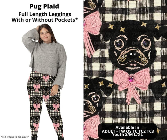 Pug Plaid Full Length Leggings w/ Pockets