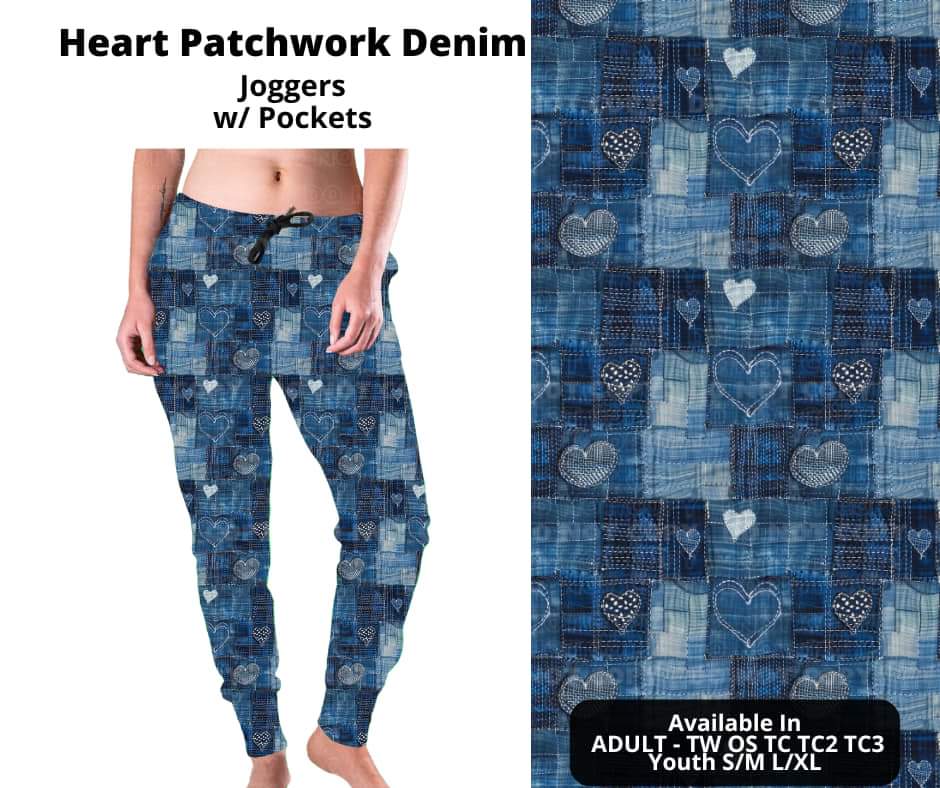 Heart Patchwork Denim Joggers