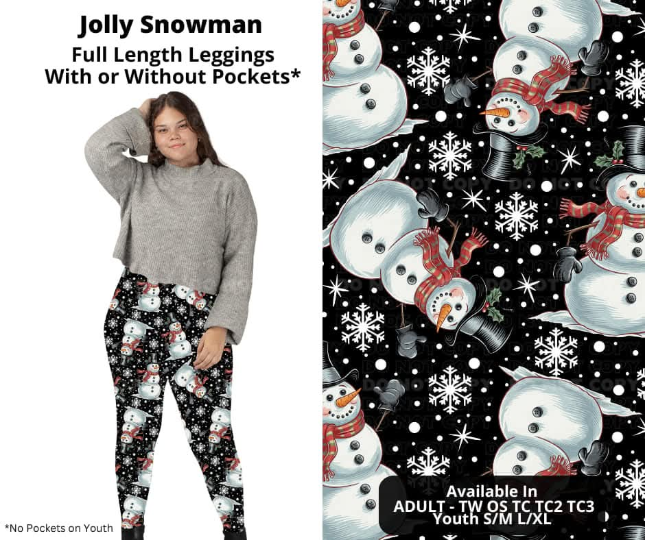 Jolly Snowman Full Length Leggings w/ Pockets