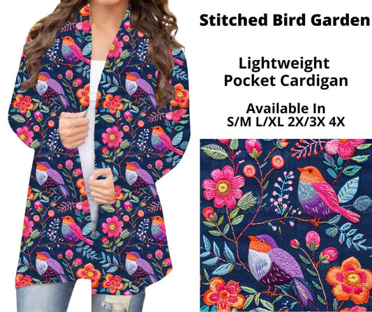 Stitched Bird Garden Pocket Cardigan