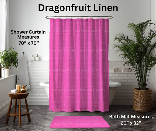 Dragonfruit Linen Custom Shower Curtain and/or Bath Mat