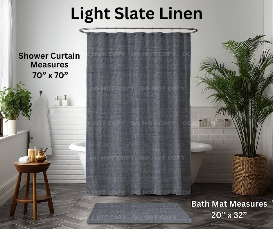 Light Slate Linen Custom Shower Curtain and/or Bath Mat