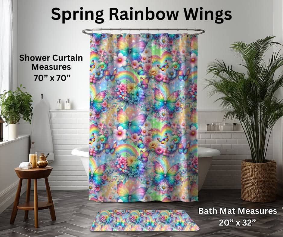 Spring Rainbow Wings Custom Bath Mat