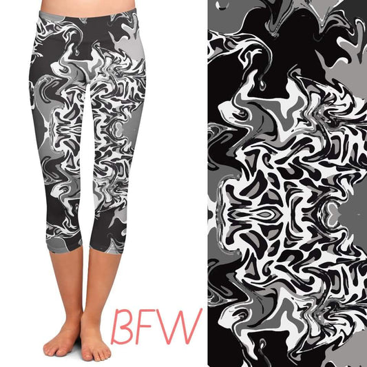 Black & White Marble Leggings and Capris