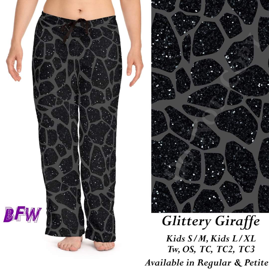 Glittery Giraffe leggings, Capris, Full length joggers