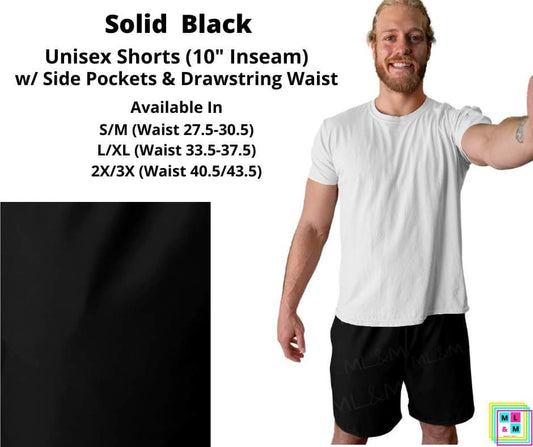 Solid Black Unisex Shorts