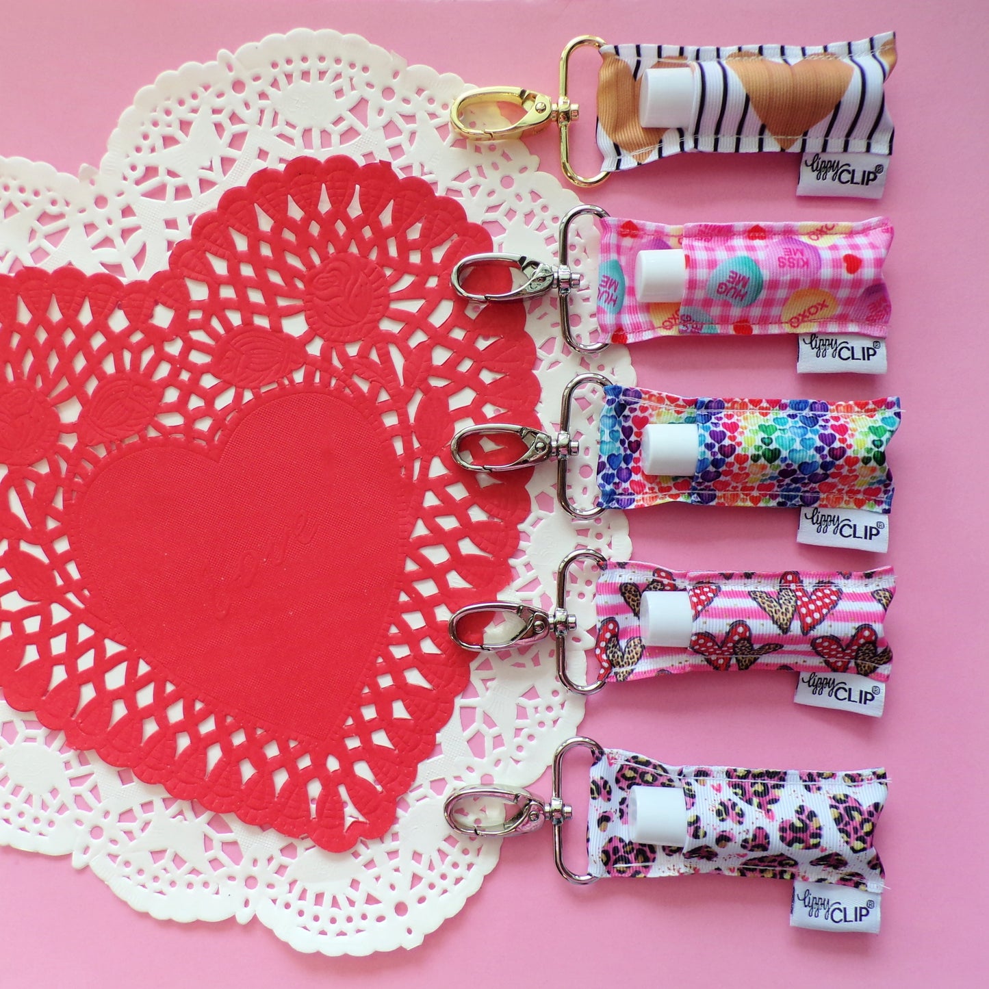 Hearts and Stripes LippyClip® Lip Balm Holder