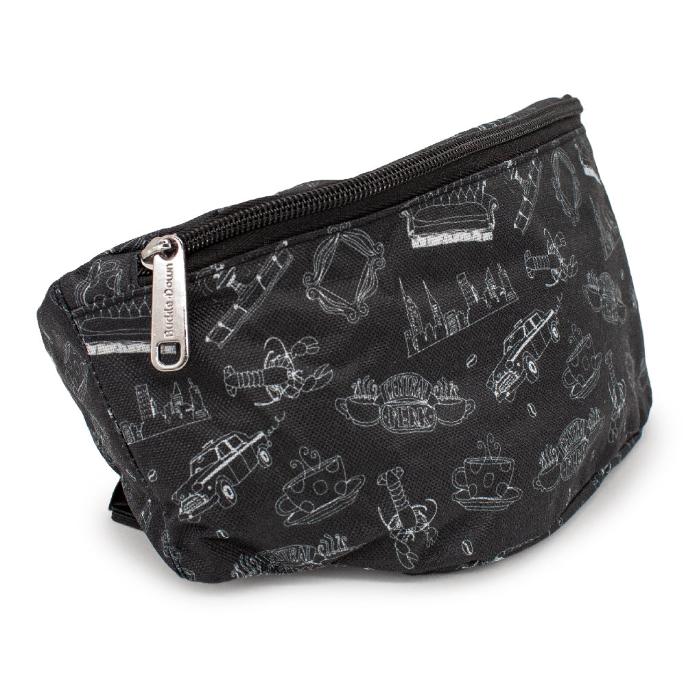 Fanny Pack - Friends Television Show Icons Outlines Scattered Black White