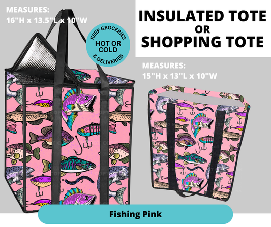 Preorder! Closes 2/26. ETA May. Fishing Pink Shopping & Insulated Tote